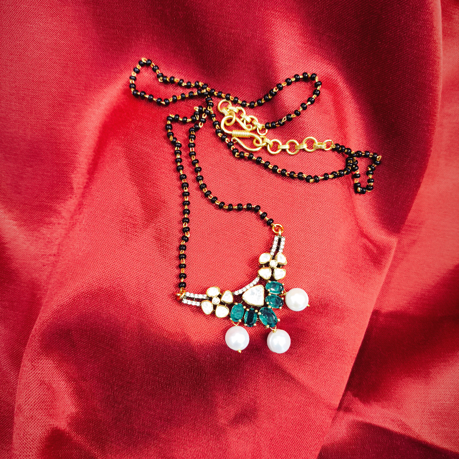 Green Moissanite Mangalsutra 
